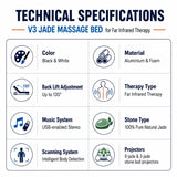 v3 jade massage bed technical specifications with 135 degree back lift jade stone projectors and body scanning system