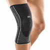 velpeau genu comfort elastic knee support in black with anatomical knitted design and integrated patella support for knee stability
