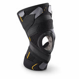 black velpeau ligaction pro knee brace with open patella, adjustable support straps and articulated side hinges