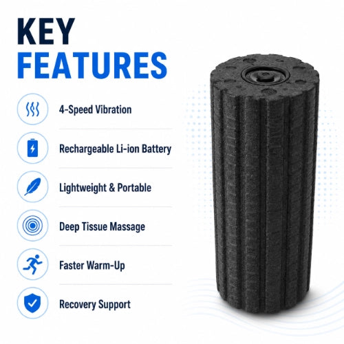 vibrating foam roller key features with 4 speed vibration lightweight design and rechargeable battery