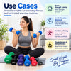 vinyl dumbbell set use cases for home strength training, arm and shoulder workouts, aerobics, toning and physiotherapy rehabilitation