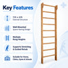 wall bars key features including 7 ft x 3 ft exercise structure, wall-mounted space-saving design, multiple rung heights and support for stretching and guided rehab