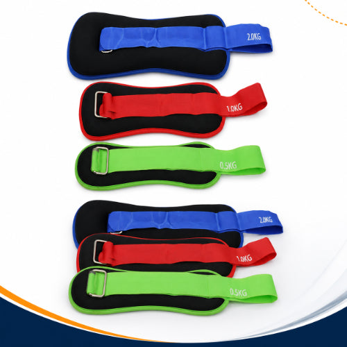 weight cuffs combo set with 0.5 kg 1 kg and 2 kg weighted exercise cuffs