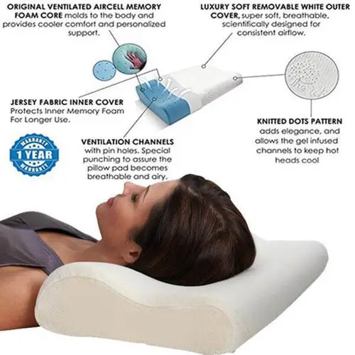 Neck Support Cervical Memory Foam Pillow - 23x13x3.5 Inch