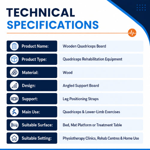 wooden quadriceps board technical specifications for lower limb rehabilitation and physiotherapy exercises