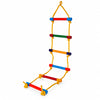 hanging wooden rope ladder for kids with multicolour round wooden rungs and strong rope for supervised climbing activities