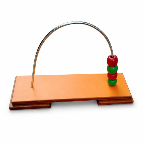 wooden supinator rainbow occupational therapy equipment with wooden base metal loop and coloured beads