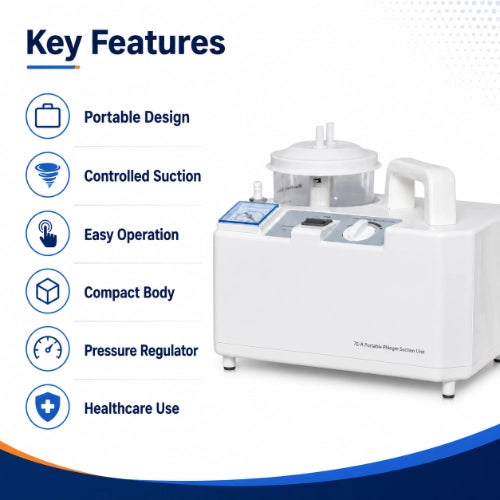 yuwell 7e a suction machine key features with portable design controlled suction and pressure regulator