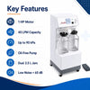yuwell suction machine key features with 1 hp motor 40 lpm capacity oil free pump and dual jars