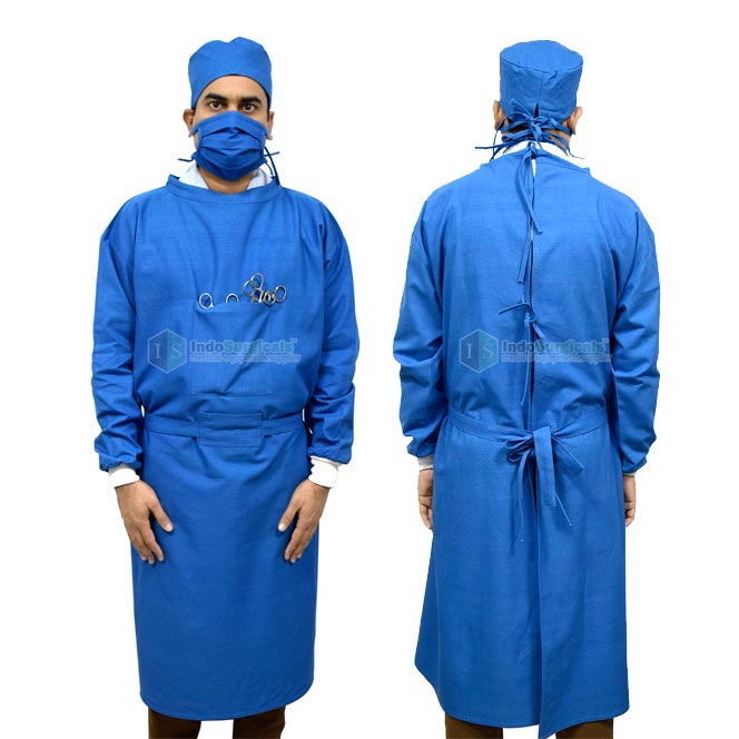 Operating Theater Gown with Front Pocket Blue