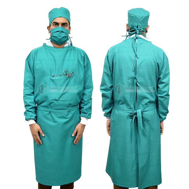 Operating Theater Gown with Front Pocket Green