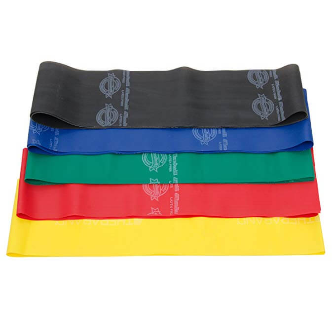 Theraband set of 5 bands (Yellow  Red  Green  Blue  Black)