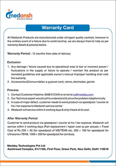 medansh warranty card